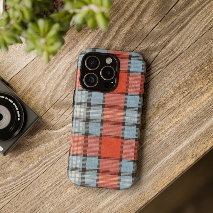 Gulf-Themed Tartan Fabric Design Phone Case for iPhone, Samsung, and Pixel - Image 4