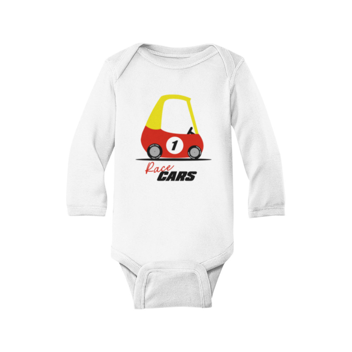Race Cars Long Sleeve Baby Bodysuit - Image 4