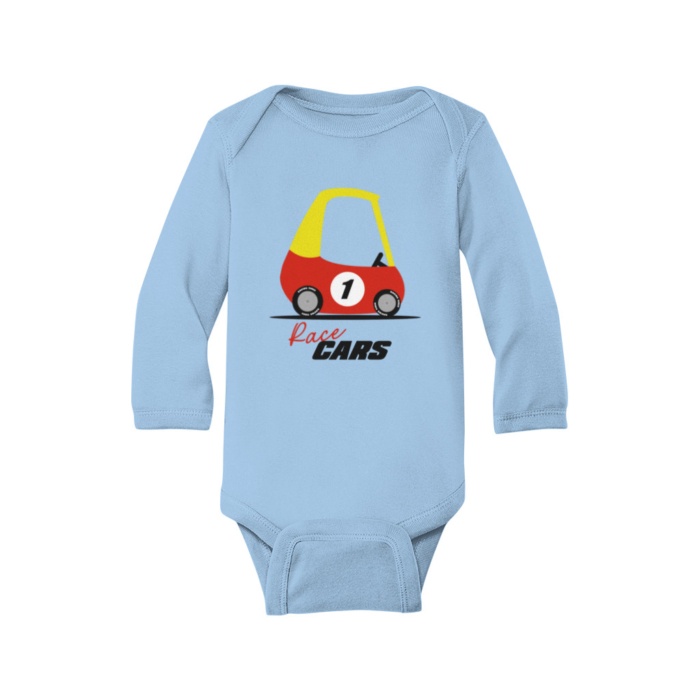 Race Cars Long Sleeve Baby Bodysuit - Image 2